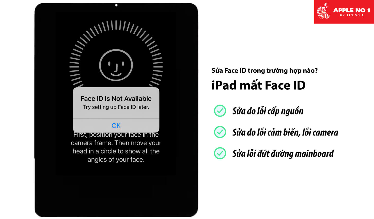 các trường hợp sửa iPad mất Face iD