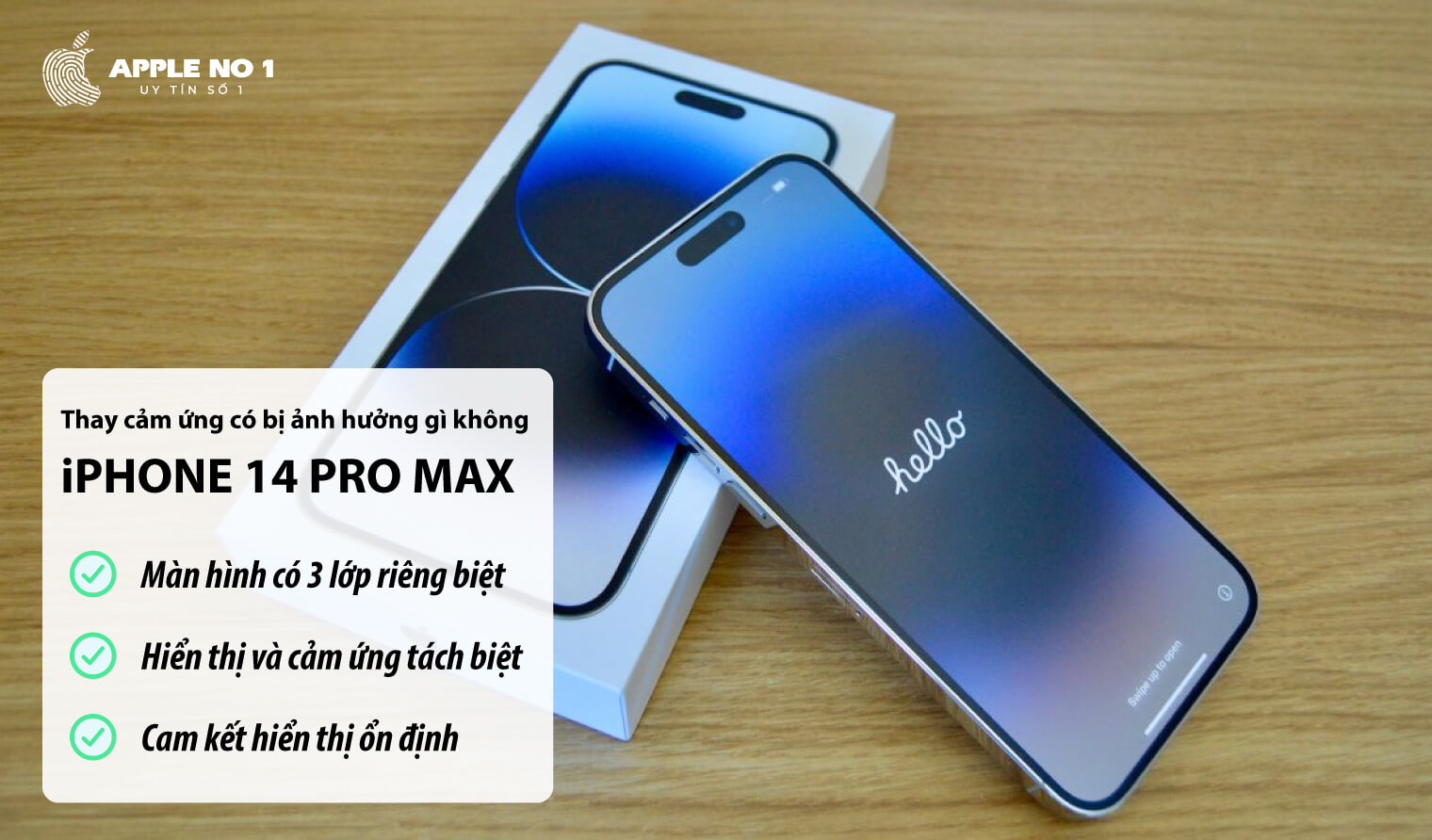 Thay kính cảm ứng iPhone 14 Pro Max không ảnh hưởng đến màn hình hiển thị