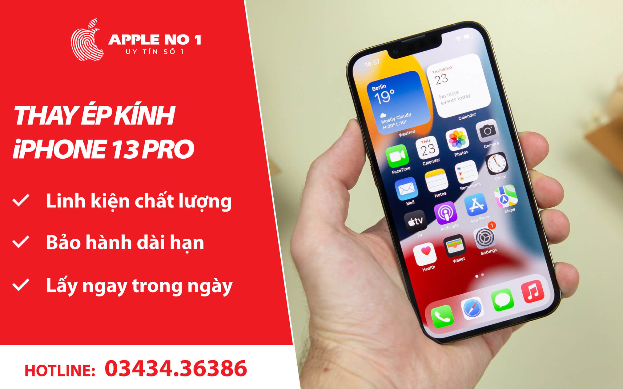 dich vu thay ep kinh iPhone 13 Pro tai APPLENO1.VN