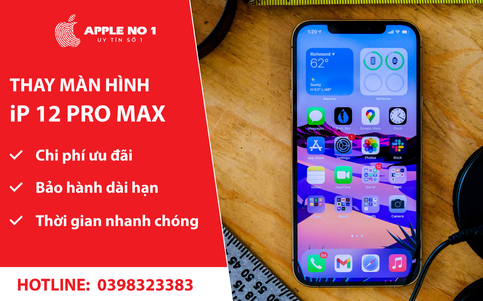 thay man hinh iphone 12 pro max chinh hang appleno1