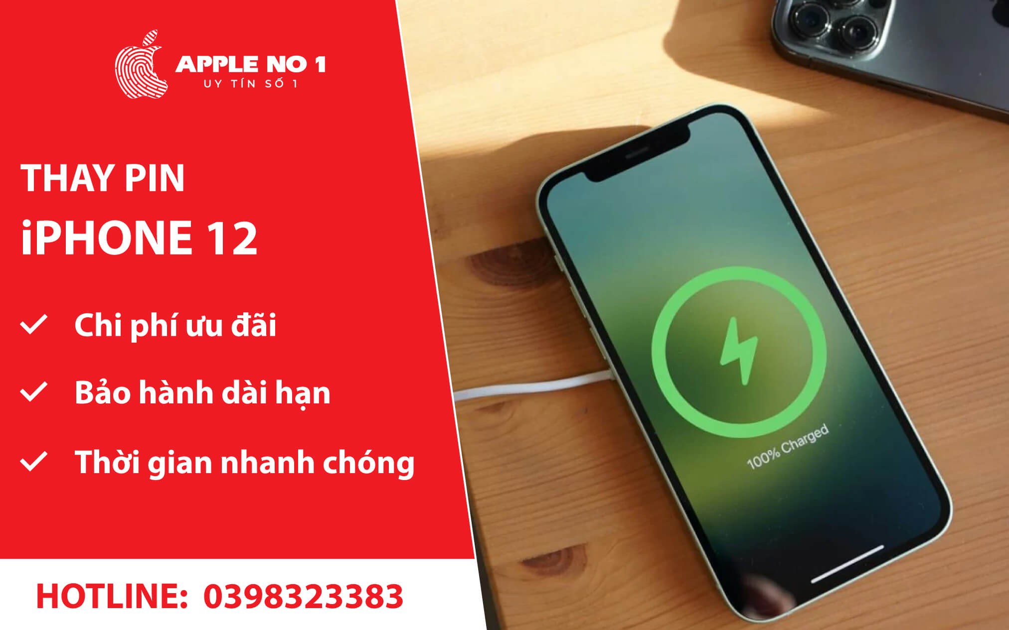 Dich vu thay pin iPhone 12 chinh hang, bao hanh 12 thang tai Apple No.1