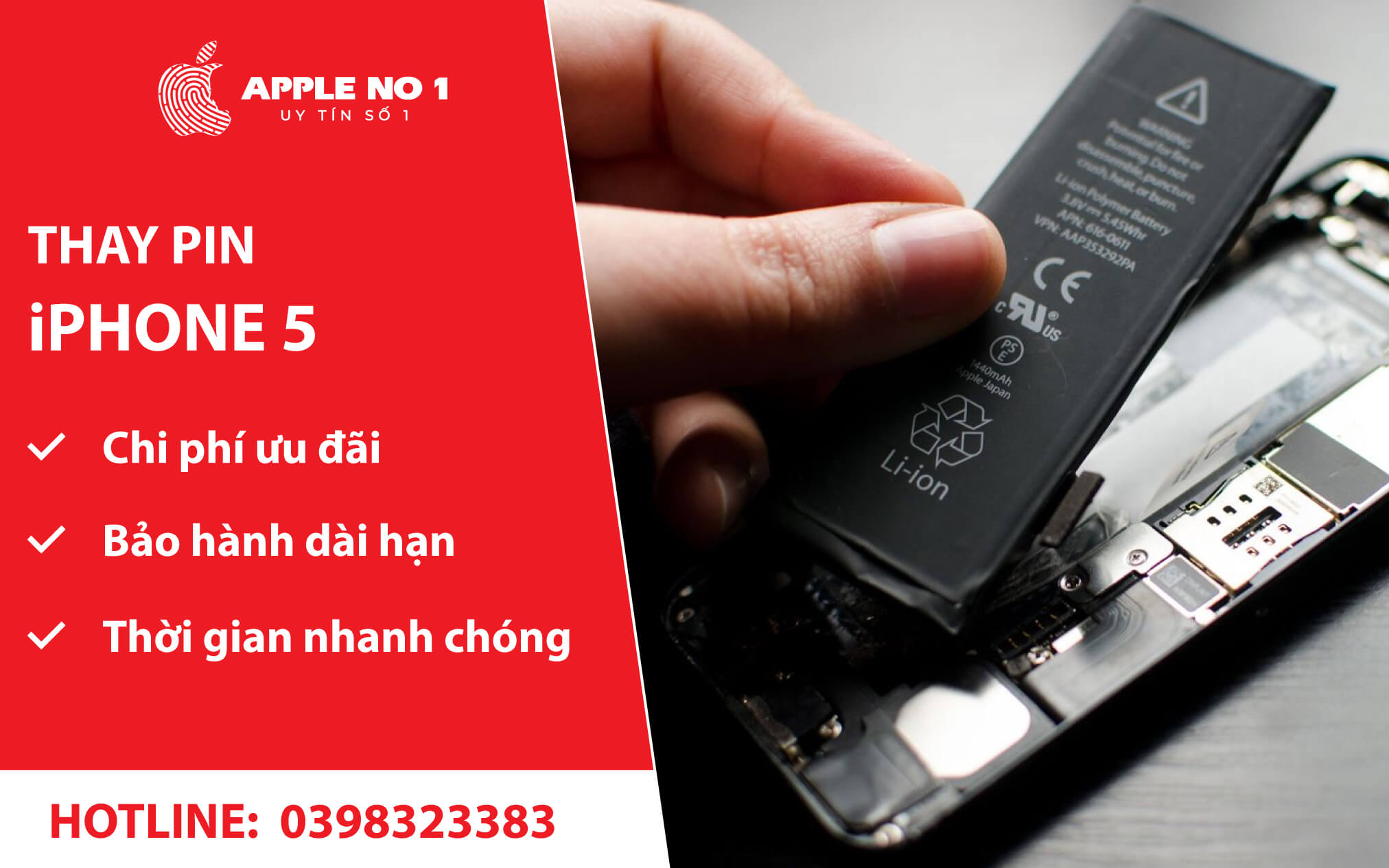 dich vu thay pin iphone 5 appleno1
