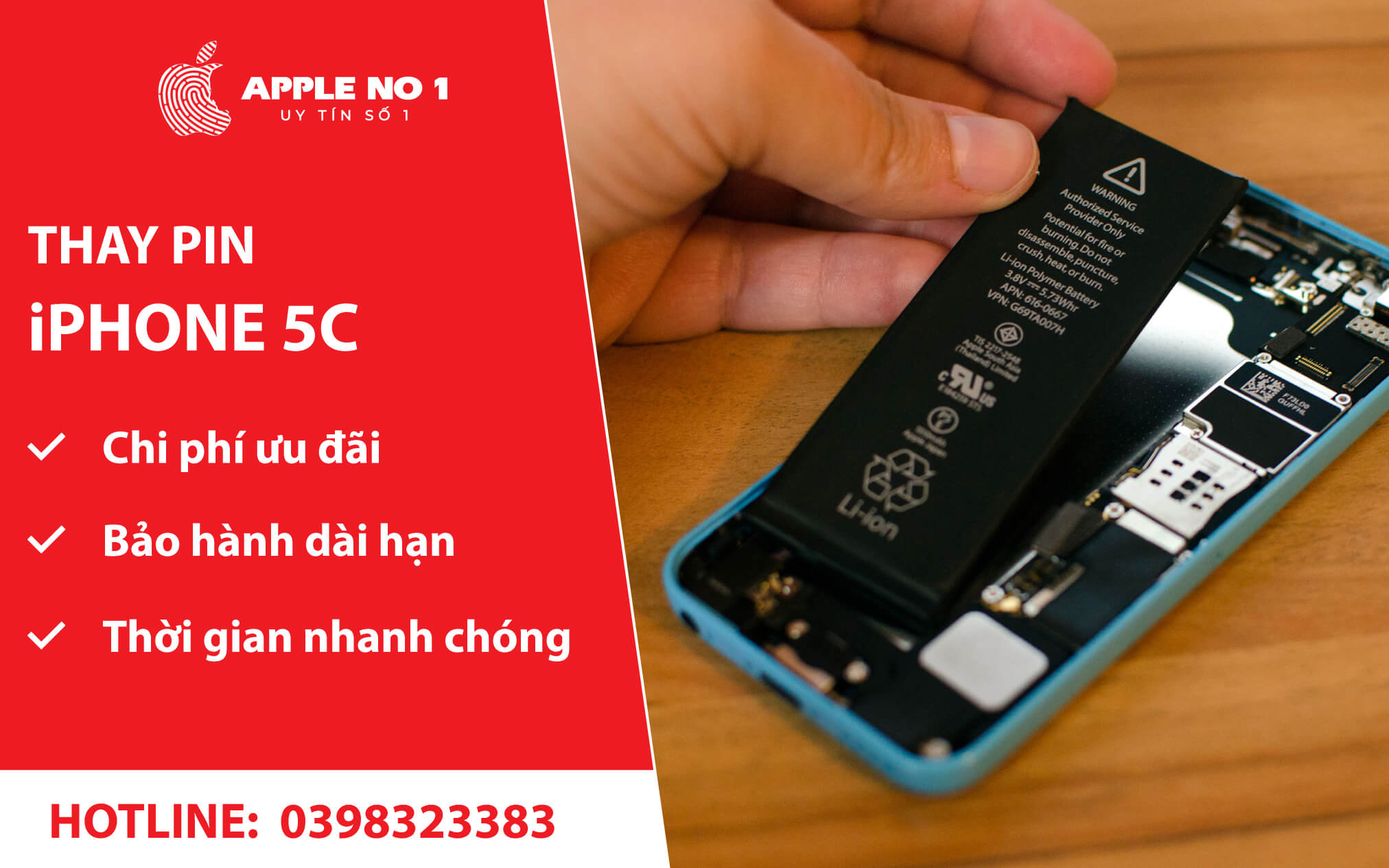 thay pin iphone 5c appleno1