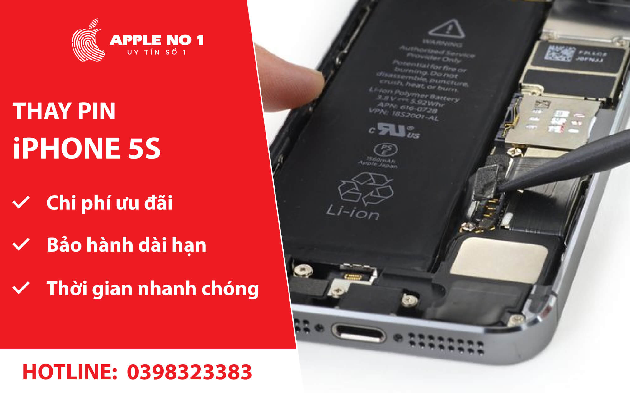 thay pin iphone 5s appleno1