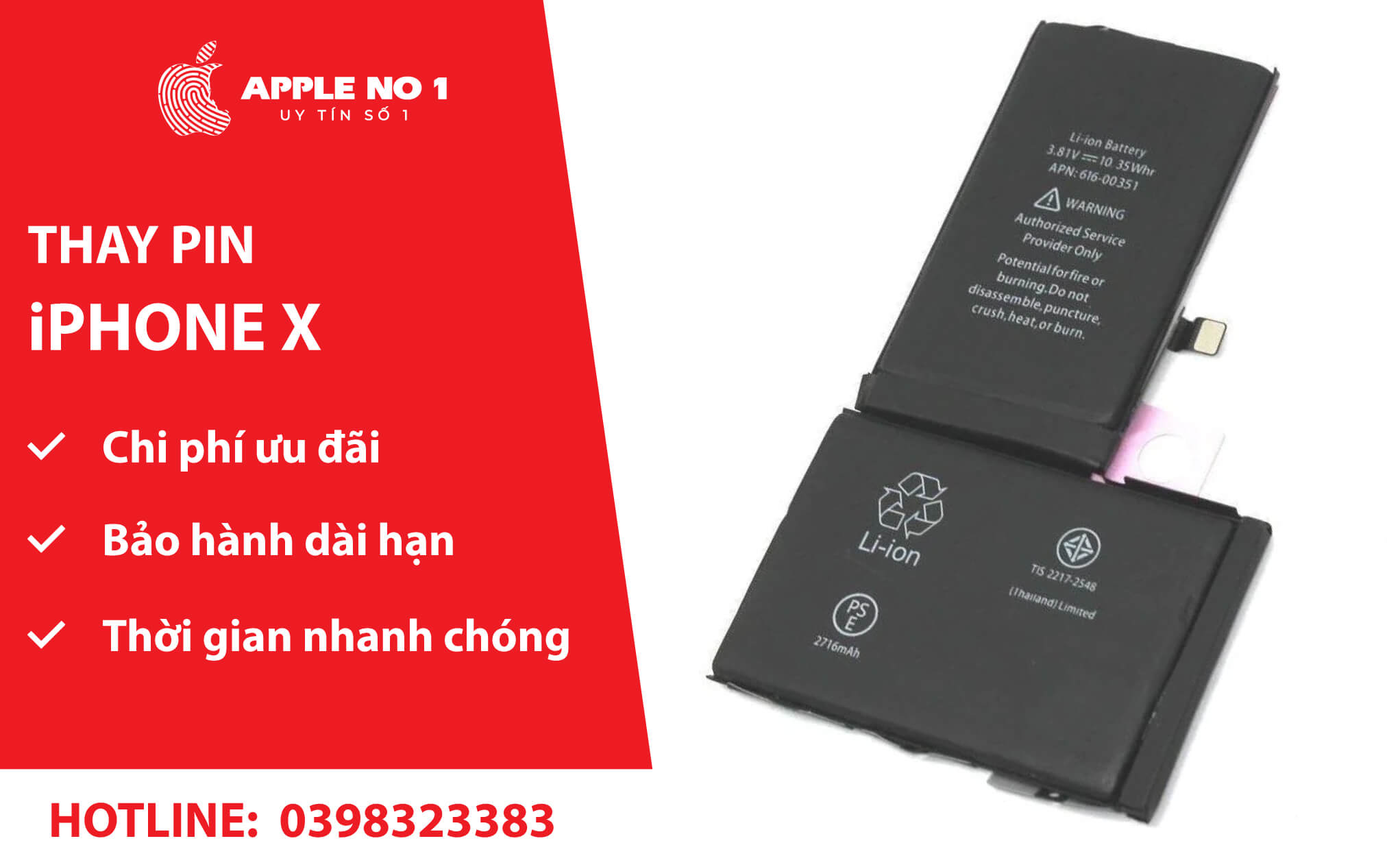 thay pin iphone x tai apple no.1