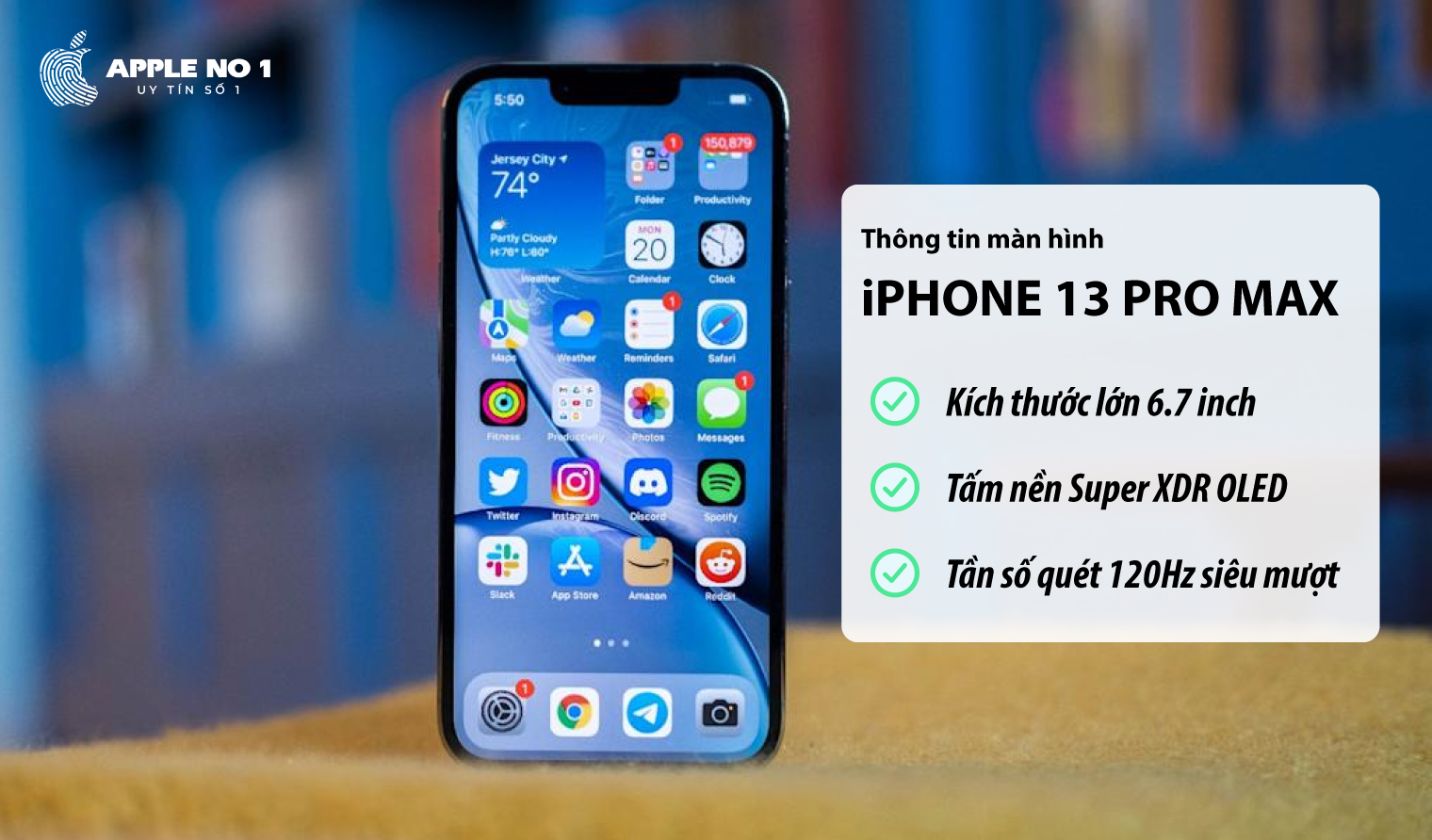 Man hinh iPhone 13 Pro Max voi tam nen Super Retina XDR OLED