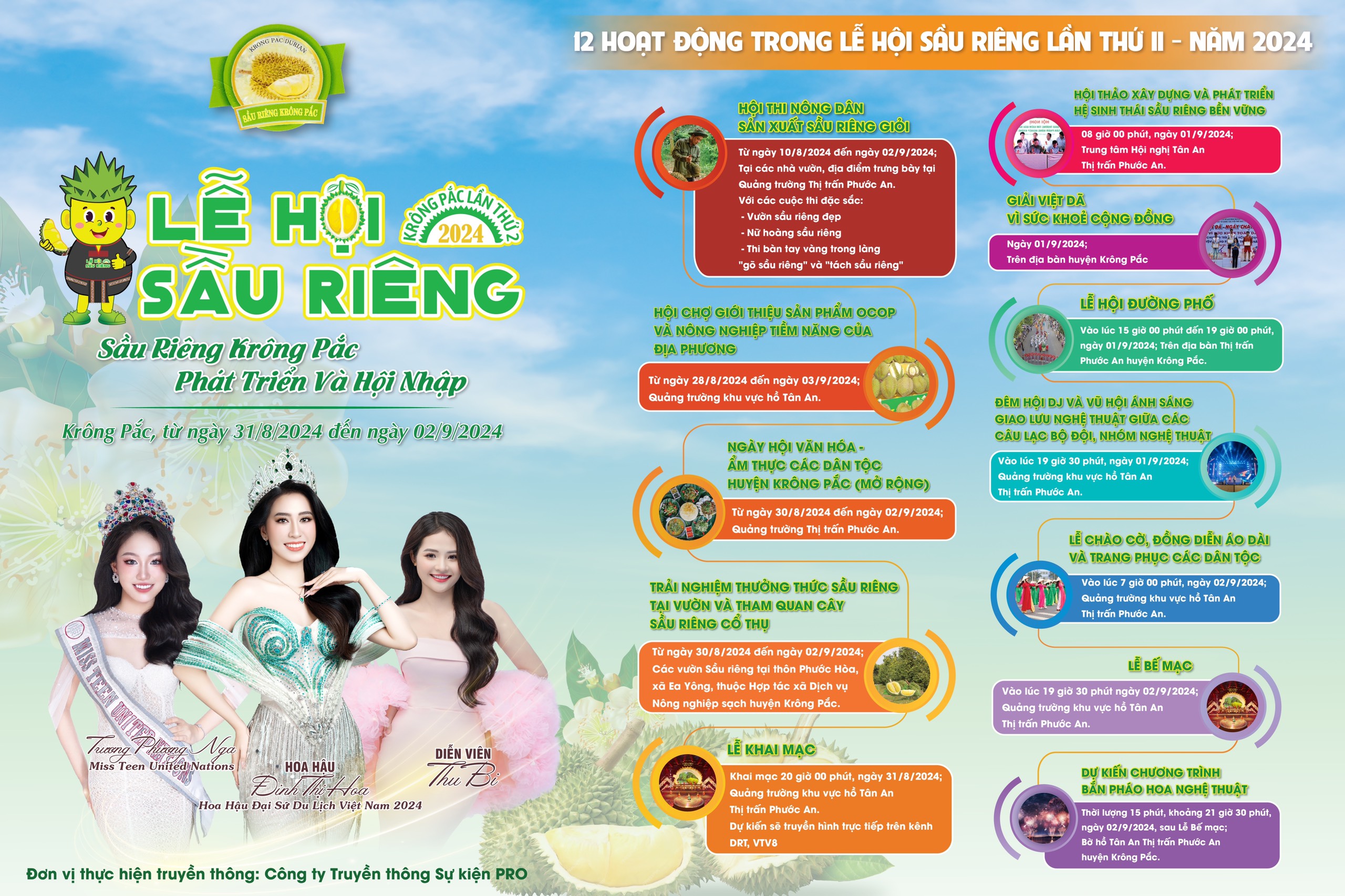 12 hoạt động chính trong Lễ Hội Sầu Riêng 2024