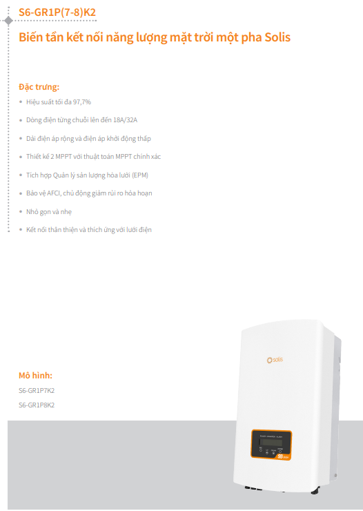 BIẾN TẦN BÁM TẢI SOLIS 8KW (S6-GR1P8K2) - KMD SOLAR