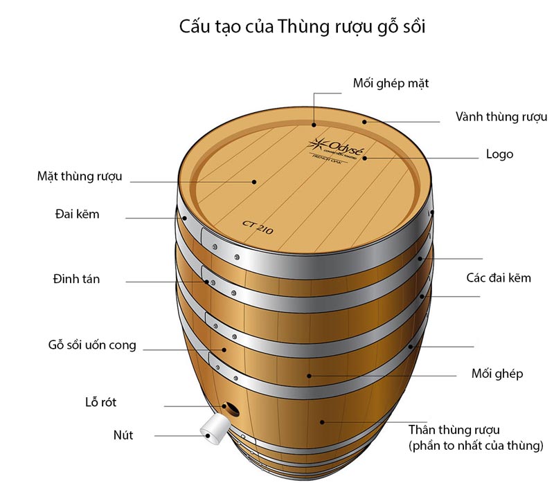 thùng gỗ sồi mô hình