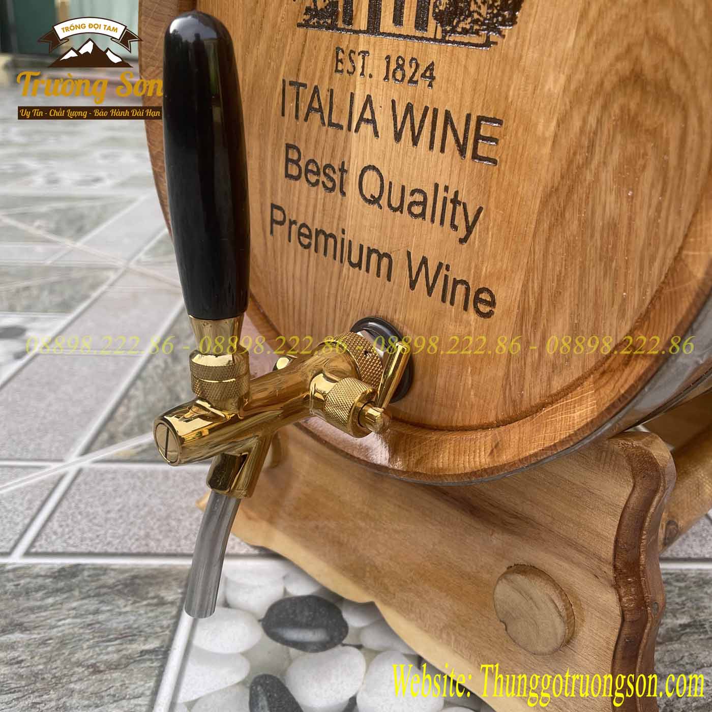 Thùng rượu gỗ sồi 20 lít vòi crom