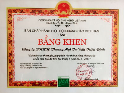 bằng khen của công ty tridico 