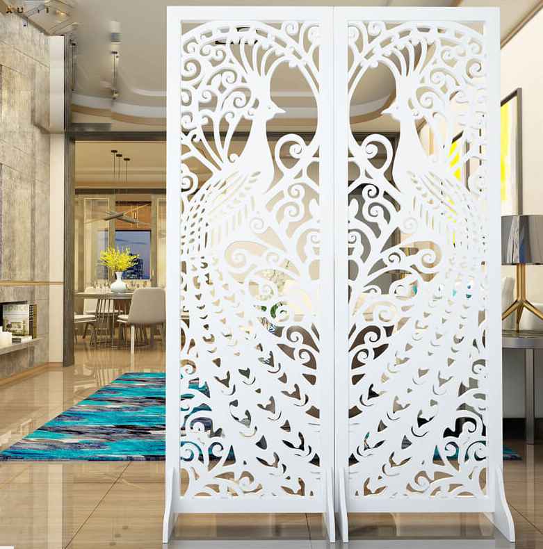 làm bình phong gỗ hình con công