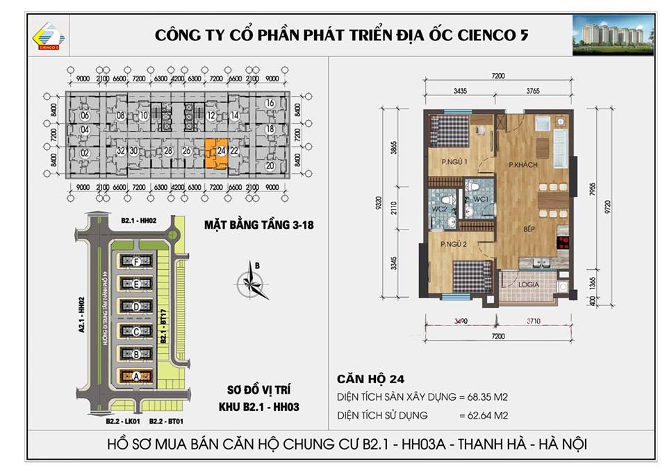 mặt bằng căn hộ chung cư Thanh Hà 6 tòa mới HH03A, HH03B, HH03C, HH03D, HH03E, HH03F