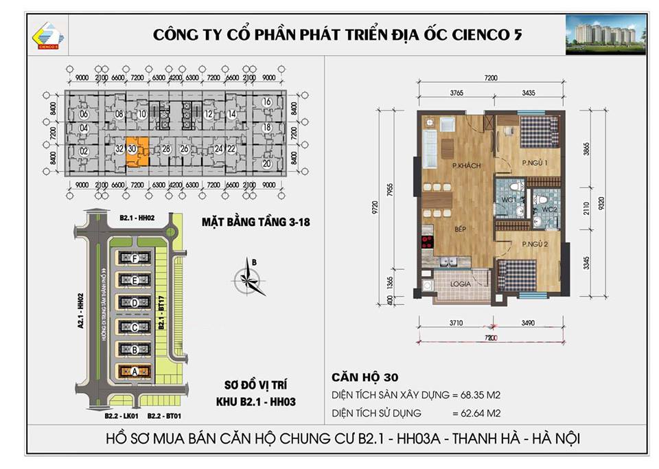 mặt bằng căn hộ chung cư Thanh Hà 6 tòa mới HH03A, HH03B, HH03C, HH03D, HH03E, HH03F