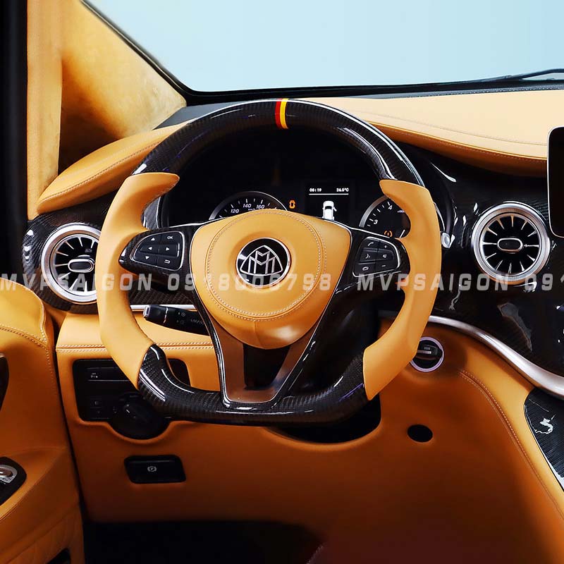 Bọc da vô lăng, nhúng gỗ vô lăng, ốp carbon Benz V250
