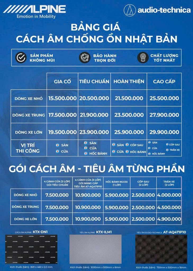 Cách âm xe hơi bằng vật liệu Alpine - Audio Technica