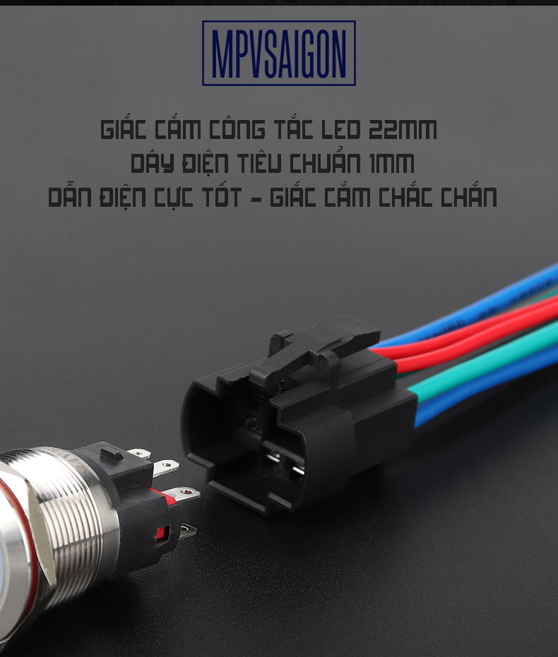 Công tắc kim loại LED 22mm 12V 24V limousine xe giường nằm