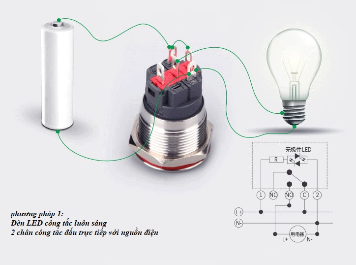 Dau day dien cong tac kim loai LED