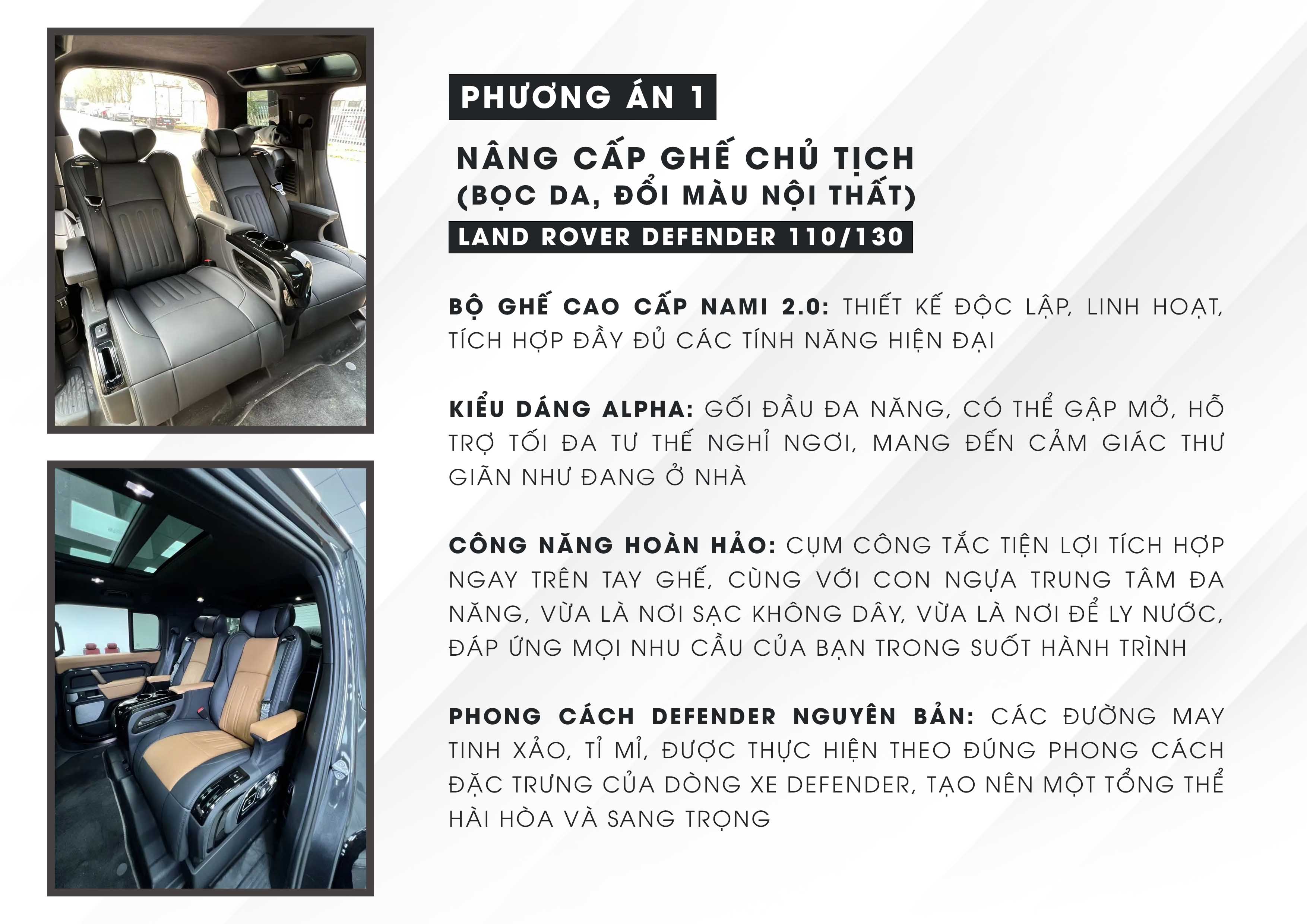 Land Rover Defender 110/130: Kinh nghiệm và các phương án nâng cấp ghế chủ tịch