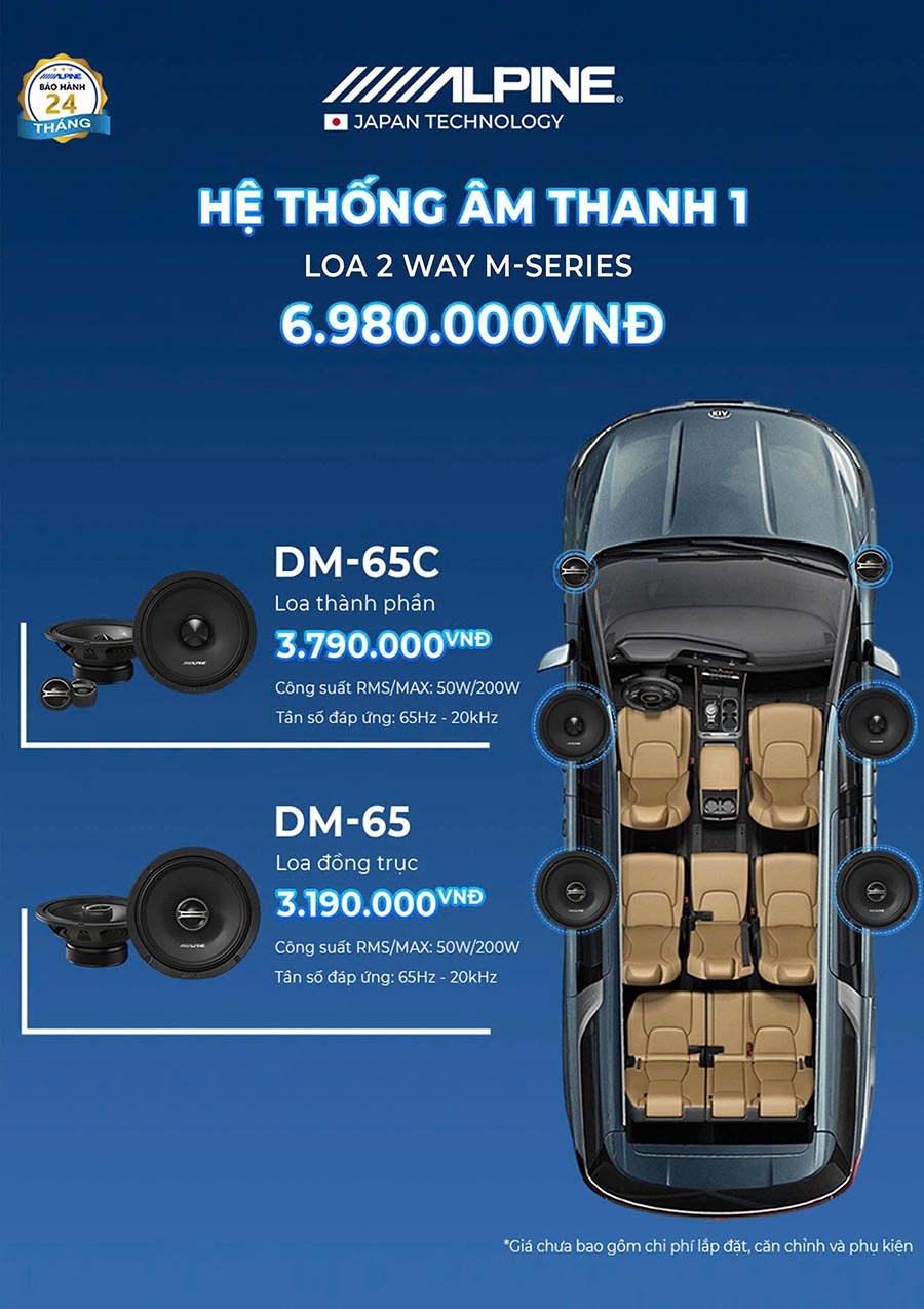 ĐỘ LOA ALPINE DM65 & DM65C: COMBO ÂM THANH TIÊU CHUẨN CHO VOLKSWAGEN VILORAN