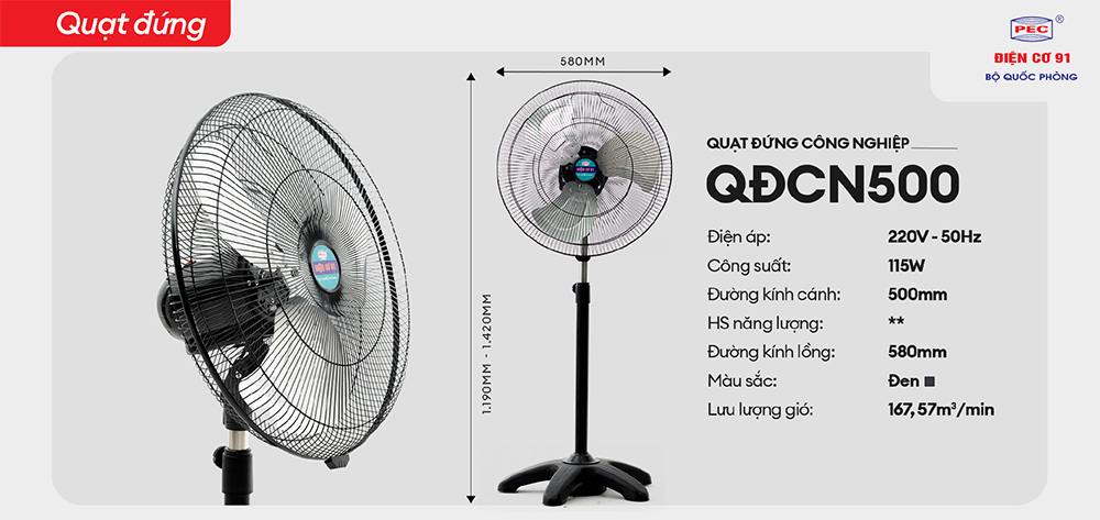 Quạt cây công nghiệp điện cơ 91 QD-CN500