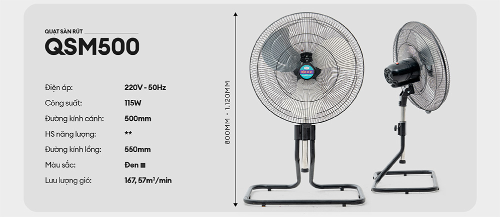 Quạt sàn điện cơ 91 QSM-500