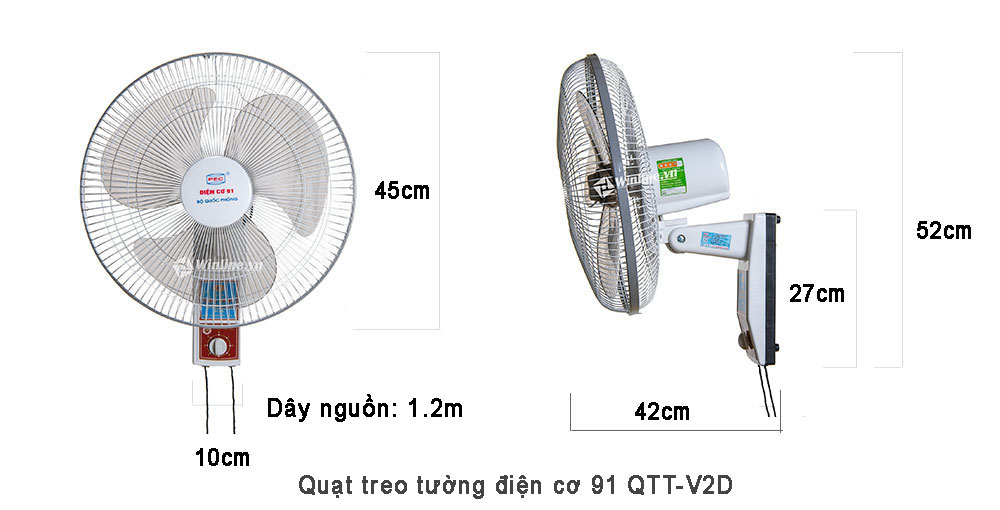 Quạt treo tường điện cơ 91 QTT-V2D_mua quạt tại Hà nội