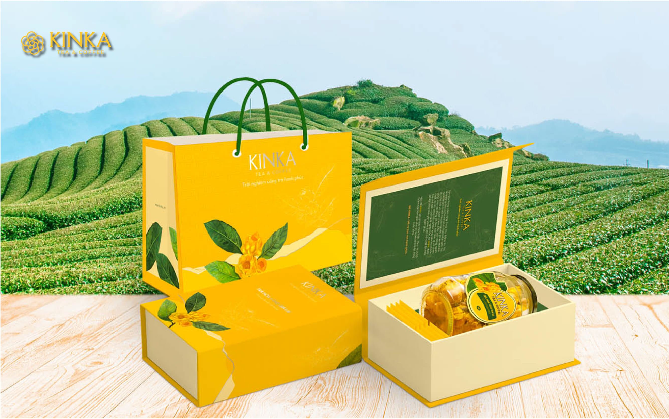 Bộ quà trà hoa vàng cao cấp