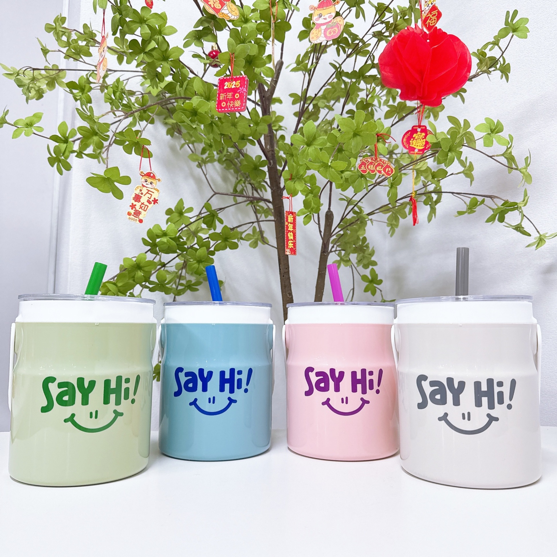 Bình đá trà sữa kèm ống hút Say Hi TLT