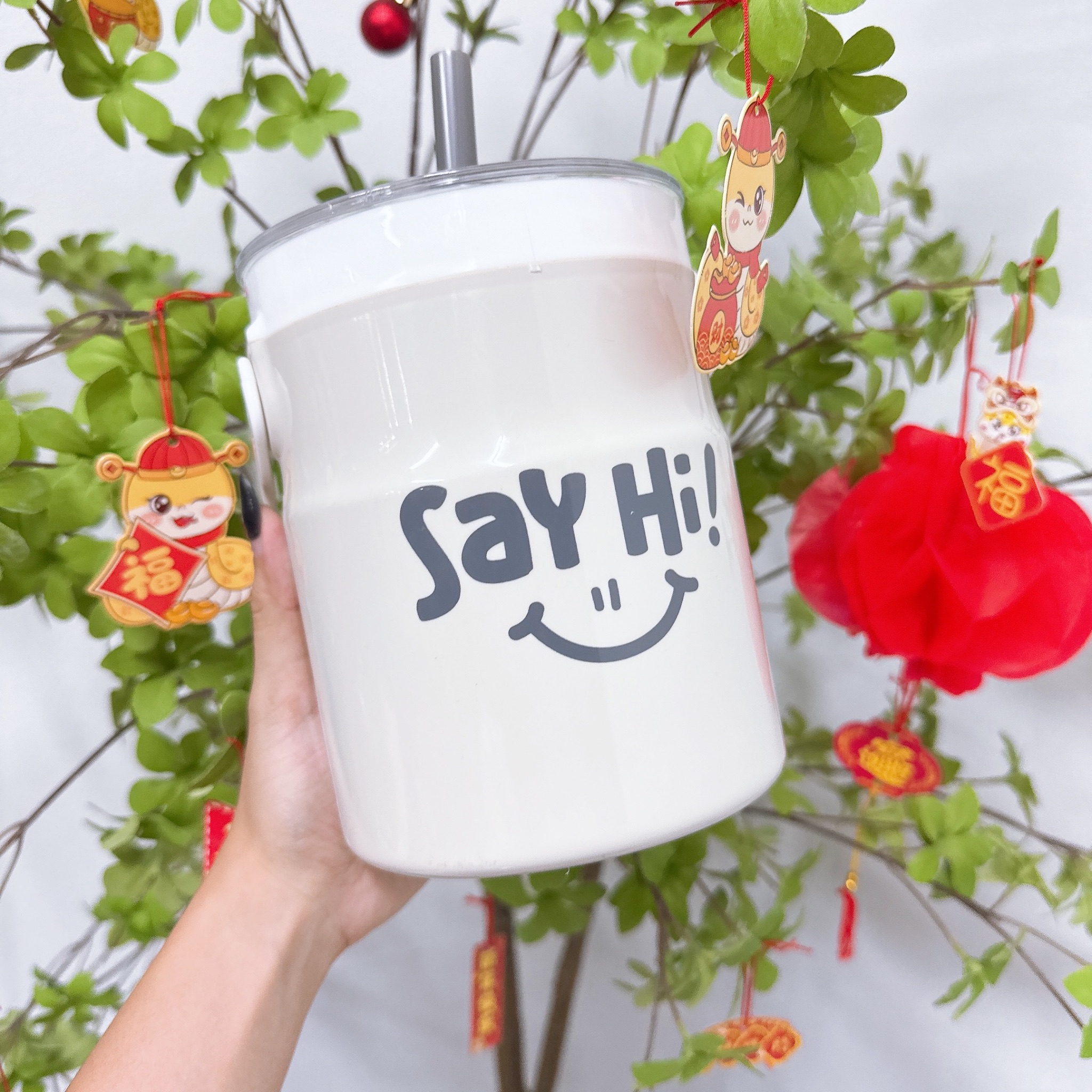 Bình đá trà sữa kèm ống hút Say Hi TLT