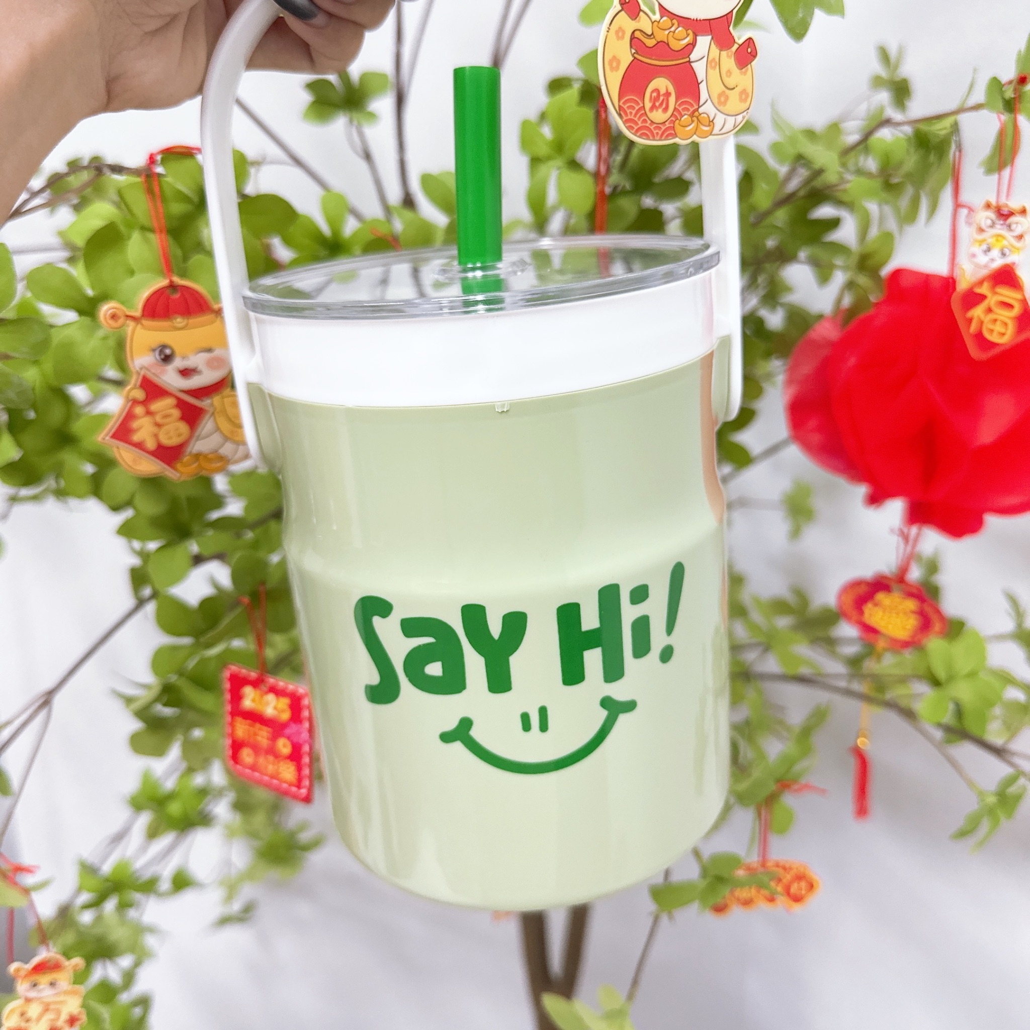 Bình đá trà sữa kèm ống hút Say Hi TLT