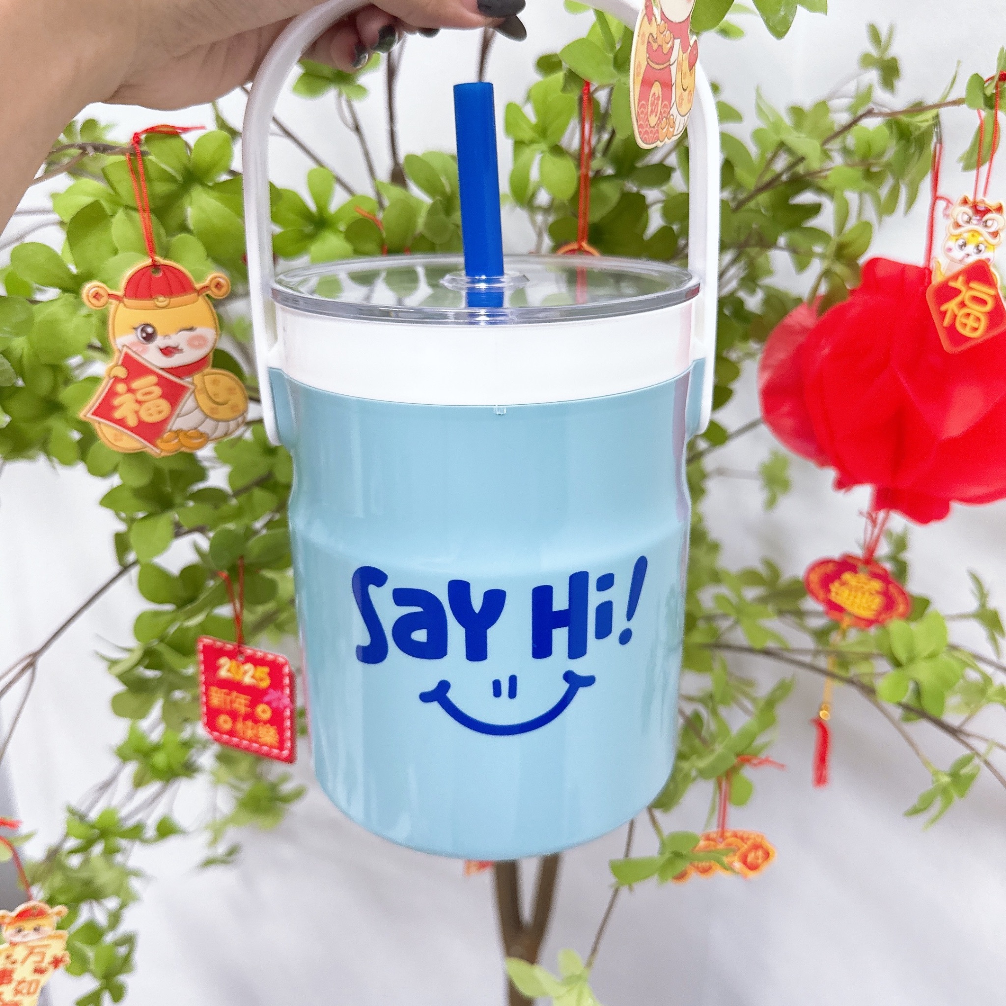 Bình đá trà sữa kèm ống hút Say Hi TLT