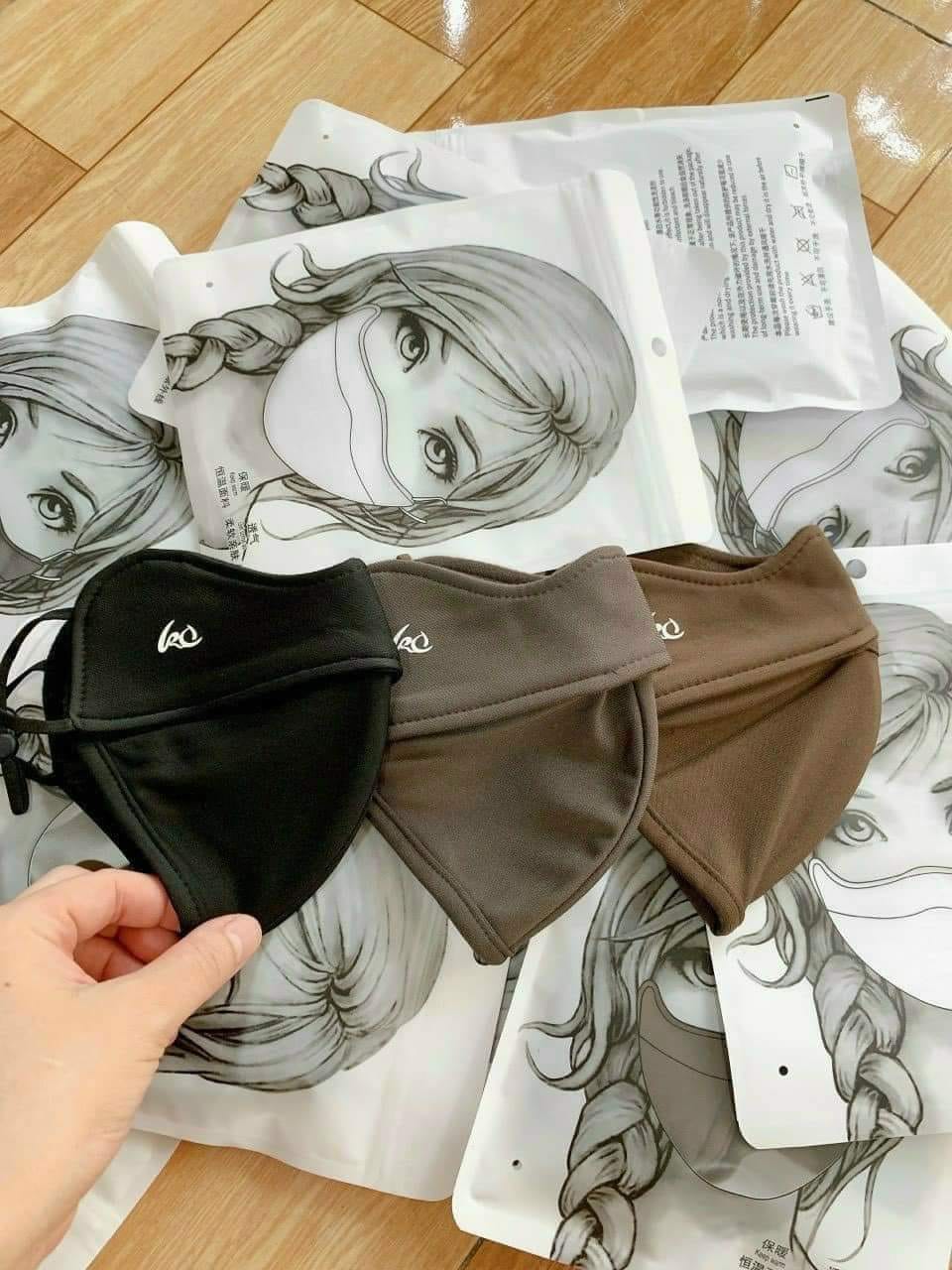 Khẩu trang vải NÂU ĐEN chống tia UV cao cấp