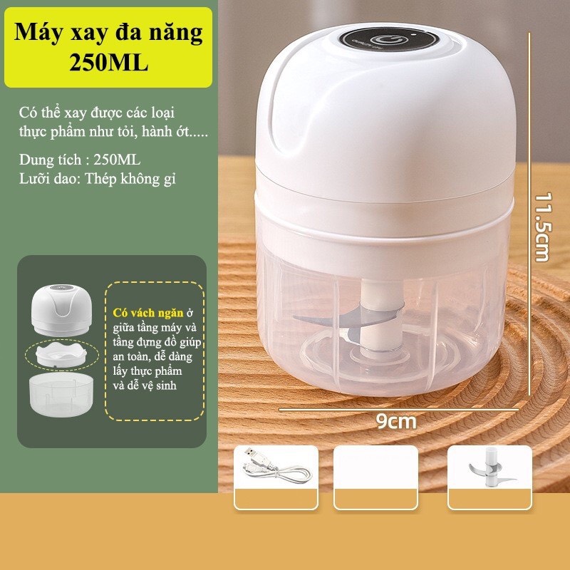 Máy xay tỏi ớt mini tích điện thế hệ mới thể tích 250ml