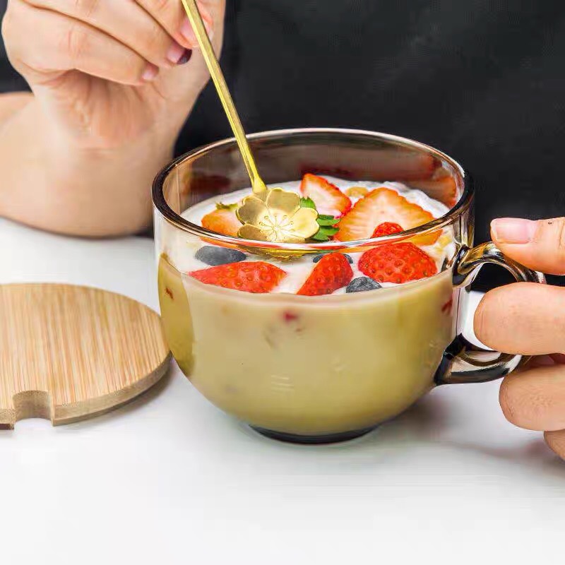 Set 2 cốc thủy tinh chịu nhiệt màu hổ phách 480ml