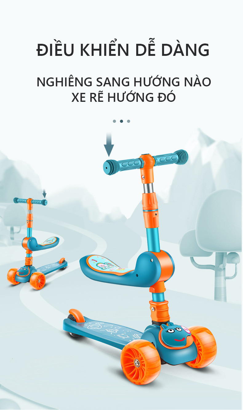 Xe trượt Scooter có đèn nhạc cho bé kèm ghế ngồi