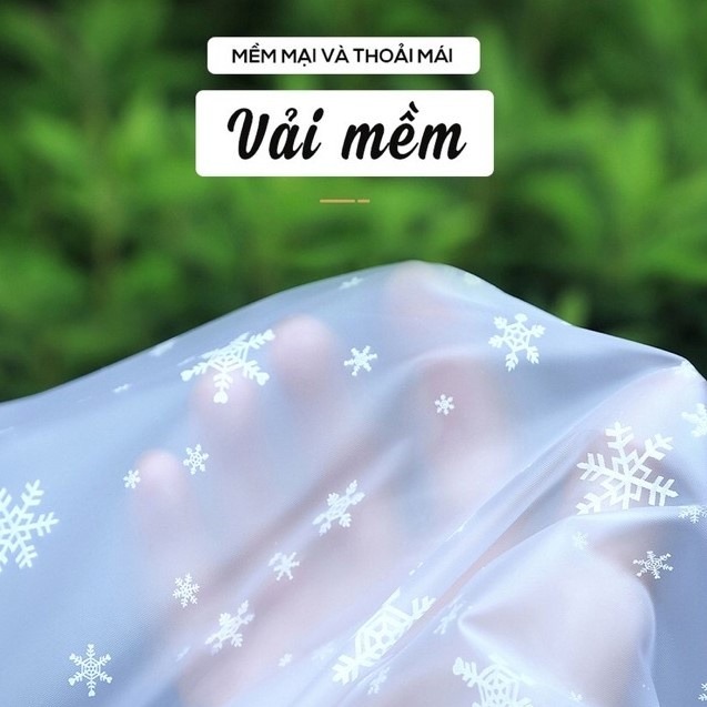 Áo mưa 2 đầu trong suốt hoạ tiết tuyết rơi