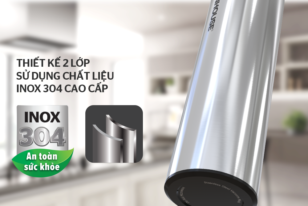 Bình giữ nhiệt Sunhouse inox 304 450ml
