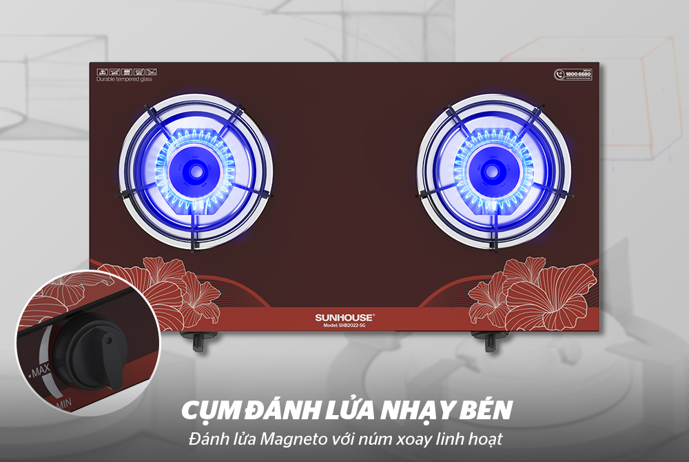 Bếp gas dương kính Sunhouse