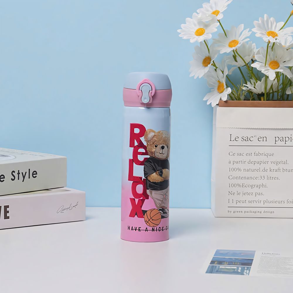 Bình giữ nhiệt Gấu phi hành gia nắp bật 500ml cao cấp