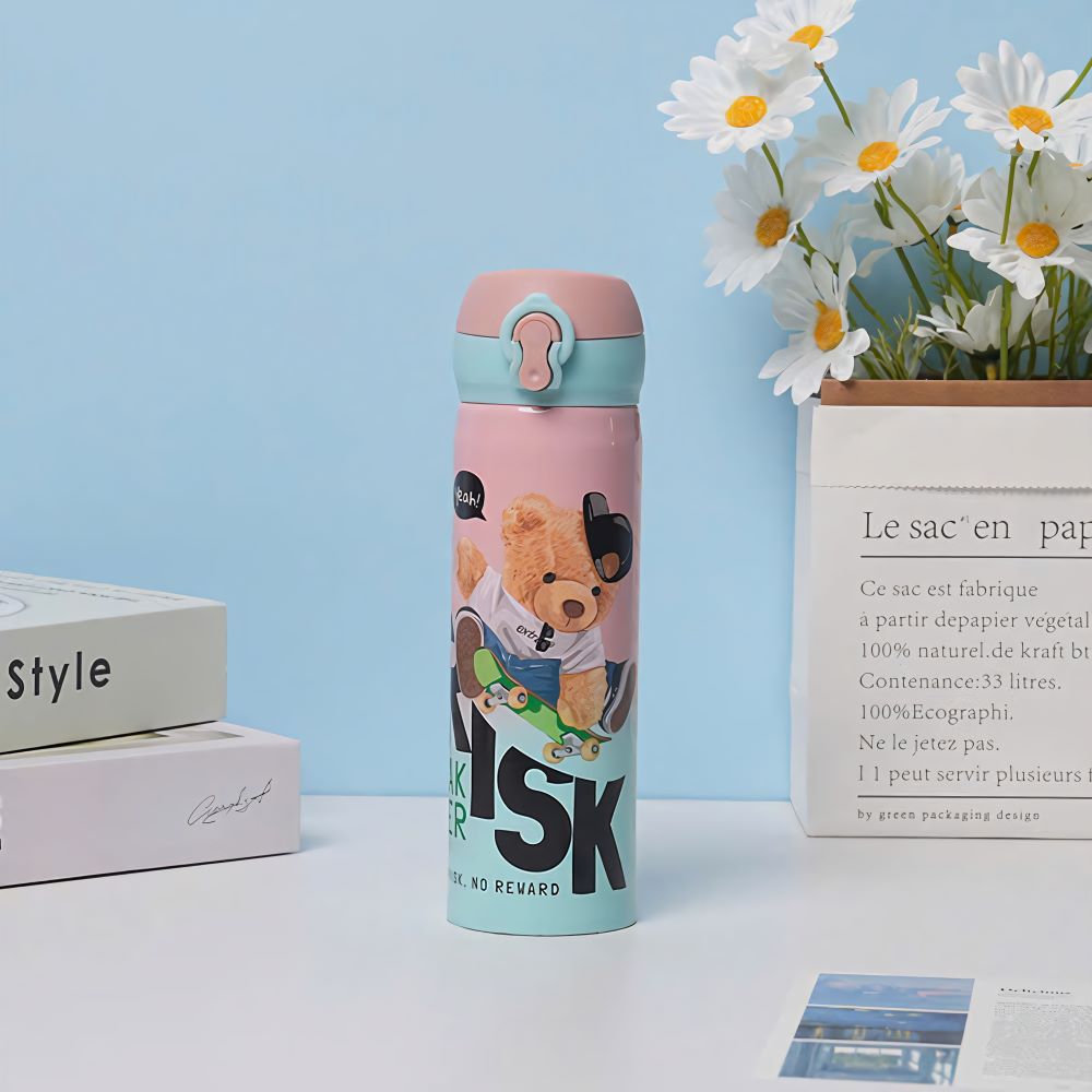 Bình giữ nhiệt Gấu phi hành gia nắp bật 500ml cao cấp