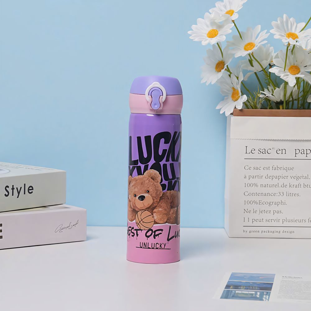 Bình giữ nhiệt Gấu phi hành gia nắp bật 500ml cao cấp