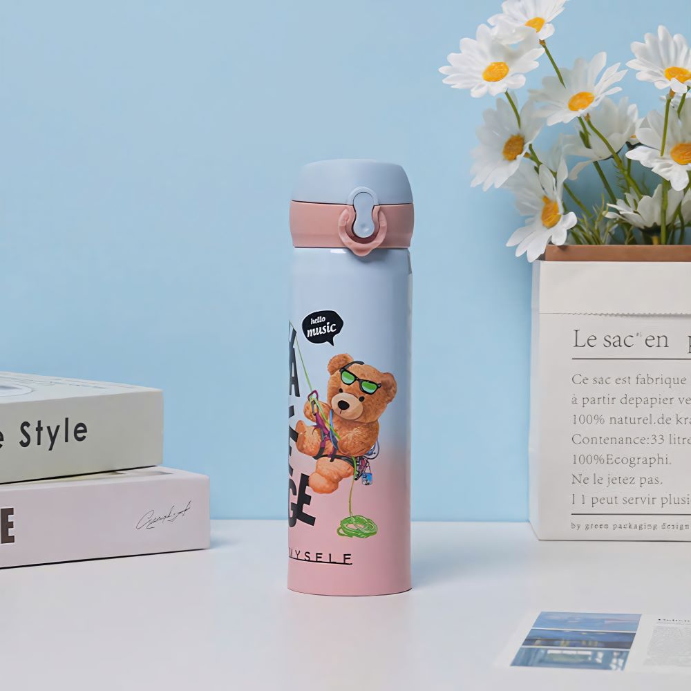Bình giữ nhiệt Gấu phi hành gia nắp bật 500ml cao cấp