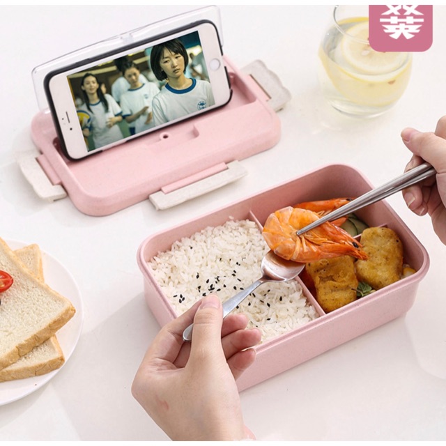 Hộp đựng cơm lúa mạch 3 ngăn kèm đũa muỗng