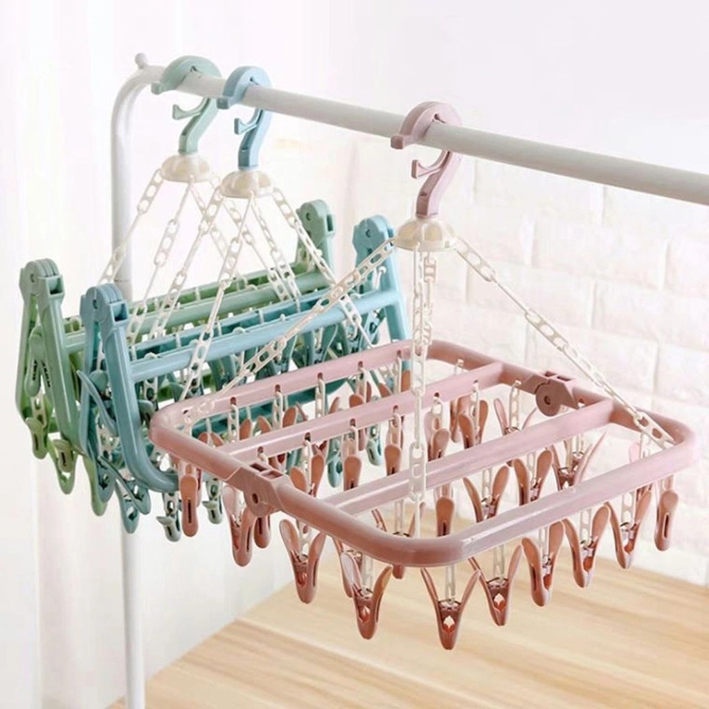 Giá Móc 32 Kẹp Treo Phơi Quần Áo Gấp Gọn