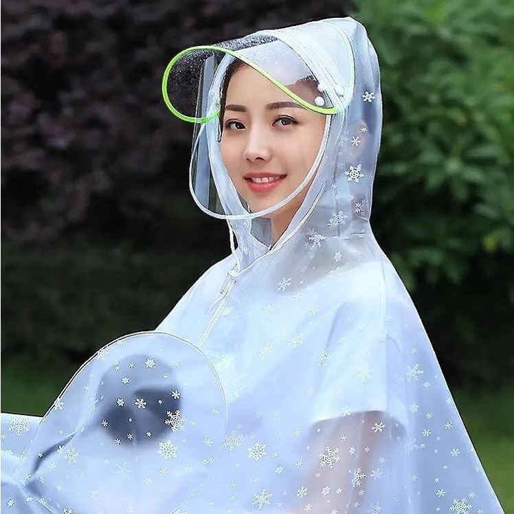 Áo mưa 2 đầu trong suốt hoạ tiết tuyết rơi