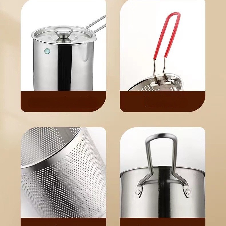 Nồi chiên ngập dầu mini bằng thép không gỉ có tay cầm