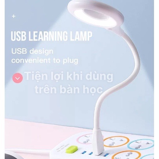 Ổ cắm điện hình chữ nhật đa năng 6 ổ cắm, 4 cổng USB