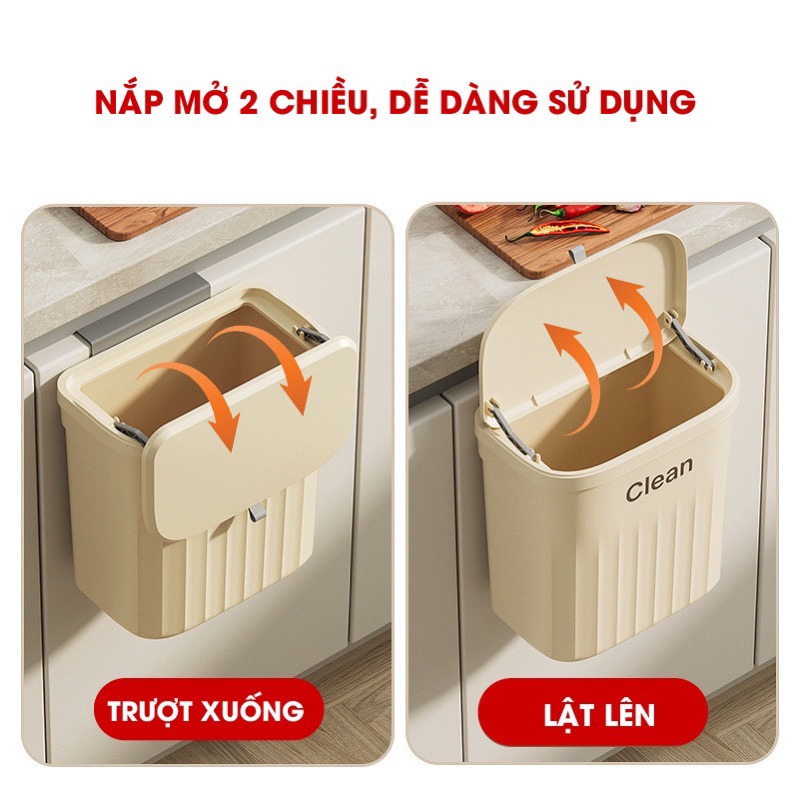 Thùng rác treo tường nắp trượt thông minh 12L