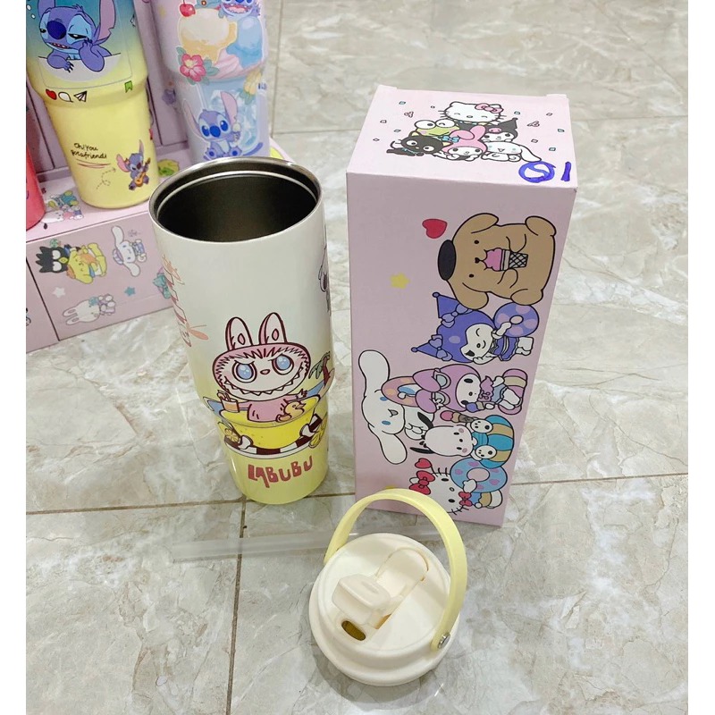 Bình nước giữ nhiệt có quai xách Labubu 900ml